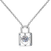0.3CT D Color VVS1 Moissanite Diamond Lock Dancing Pendant 925 Sterling Silver Spiritual Pendant Necklace for Women