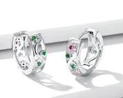 925 Sterling Silver Flower Hoop Earrings