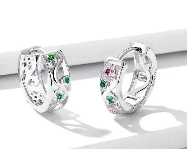 925 Sterling Silver Flower Hoop Earrings