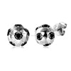 Lab Created VVS Moissanite Stud Earrings 3mm Moissanite 925 Sterling Silver Round Cut Black Soccer Stud Earrings for Men Women