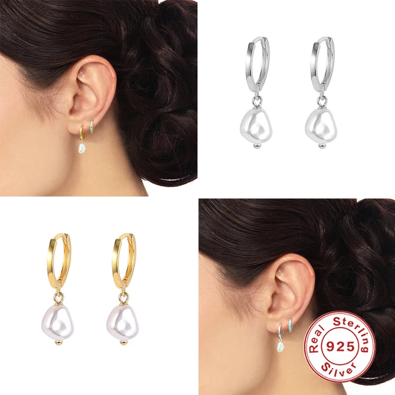 925 Silver Pearl Dangle Earrings