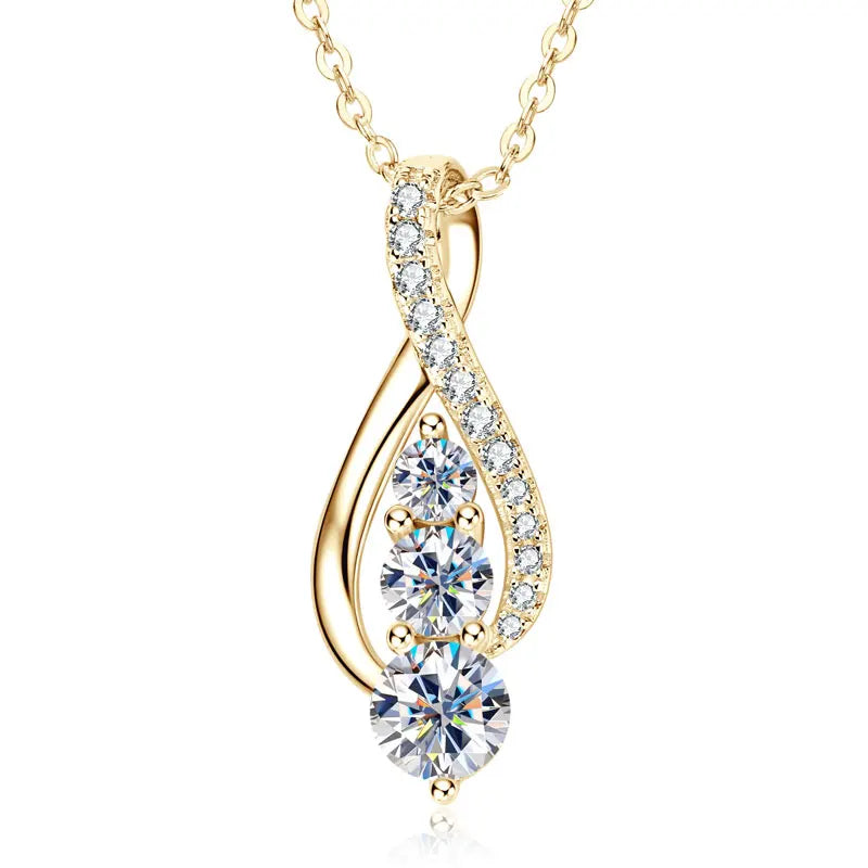 Fashion Sterling Silver Round 5mm&4mm&3mm S925 1ct VVS Full Moissanite Infinity Classic Engagement Pendant Necklace for Women