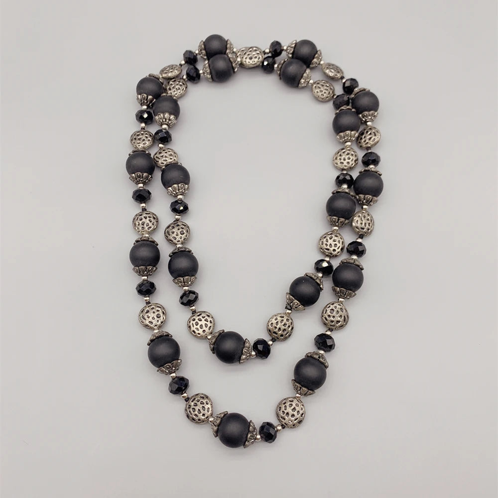 Matte Black Onyx Long Necklace