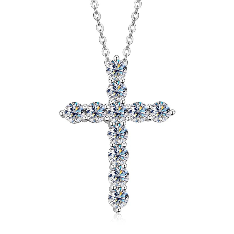 Wholesale Jewelry 925 Silver 3.5mm 0.20ct Moissanite Diamond Jesus Cross VVS1 Pendant Necklace Religious Jewelry Gifts for Her