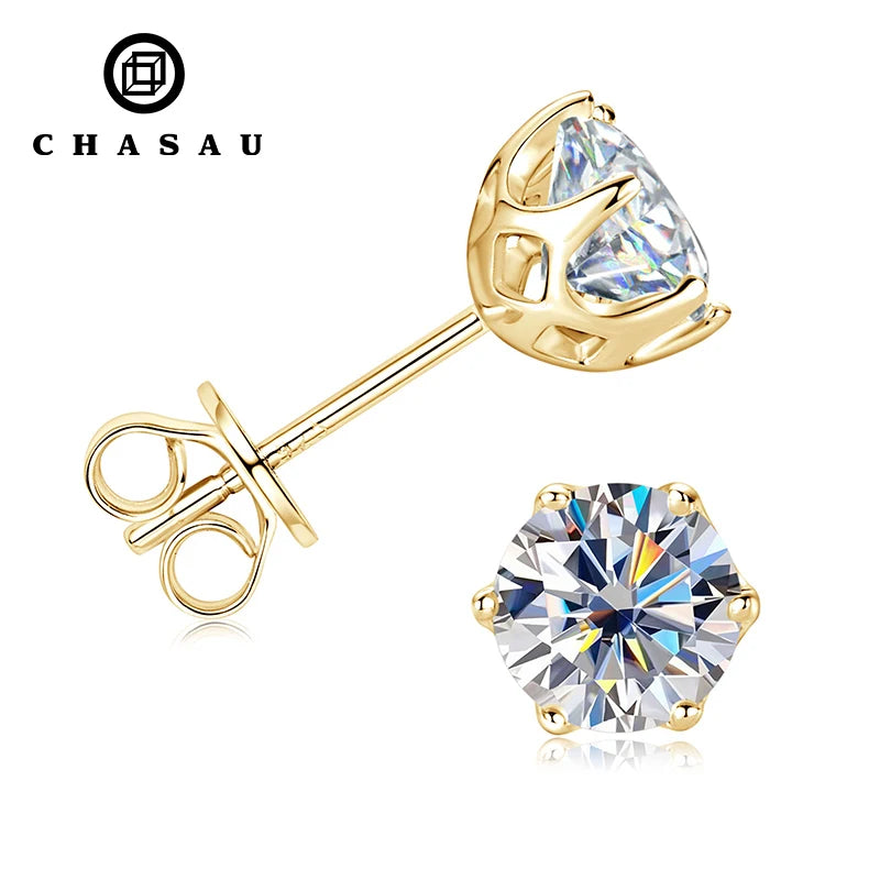 Latest Style High Quality 5mm Moissanite 925 Sterling Silver Eco Friendly 6-claw Classic Stud Earrings
