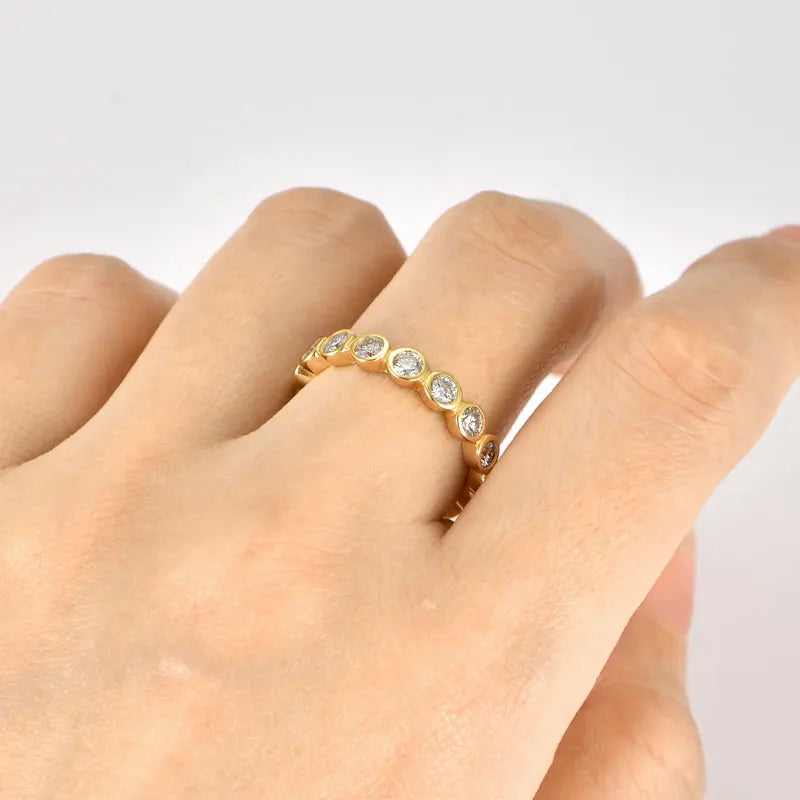 925 Silver Clad 3MM 0.1ct Moissanite Full Stones Muddle Ring Wedding Eternity Bands Stack Engagement Ring for Women