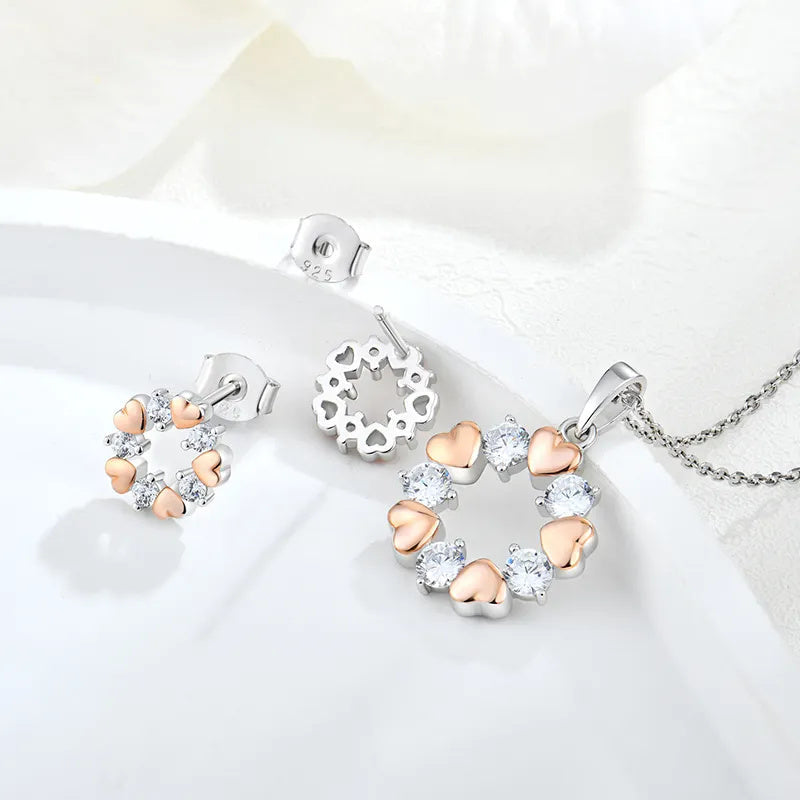 925 Sterling Silver Hearts Jewelry Set