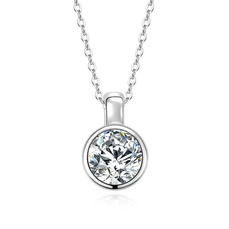 High Quality Jewelry 925 Silver 8mm 2.0ct Round Moissanite Solitaire Bubble Pendant Necklace for Women