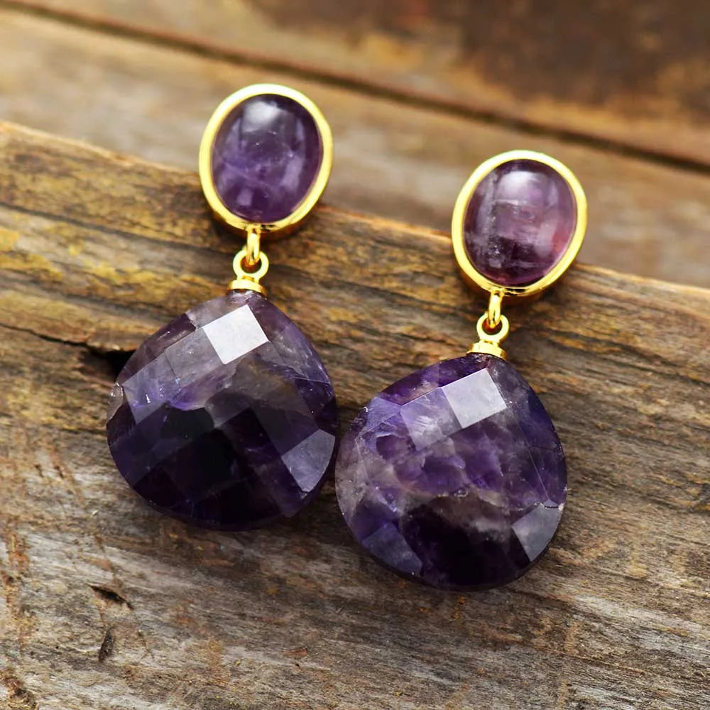Amethyst Teardrop Drop Earrings