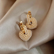 Pearl Heart Dangle Earrings