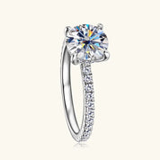 Classic 925 Sterling Sliver 2CT 8mm D Color VVS Round Cut Moissanite Simple Hidden halo Engagement Ring for Women