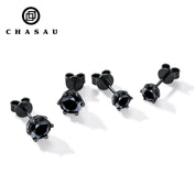 Wholesale Black 925 Sterling Silver Moissanite Earrings Classic Six Claw Stud Design Ladies and Men's Jewelry Christmas Gift