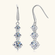 Female Full Moissanite Diamond 925 Silver Round Cut 6.5mm&5mm&4mm Moissanite Dangle Hook Earrings for Women