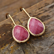 Gemstone Teardrop Dangle Earrings