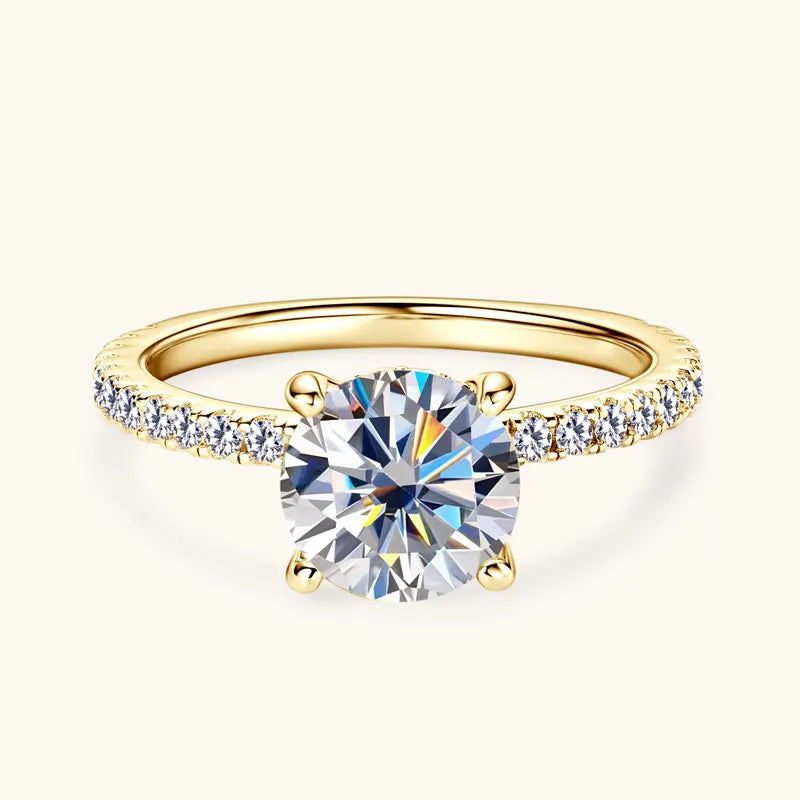 Classic 925 Sterling Sliver 2CT 8mm D Color VVS Round Cut Moissanite Simple Hidden halo Engagement Ring for Women