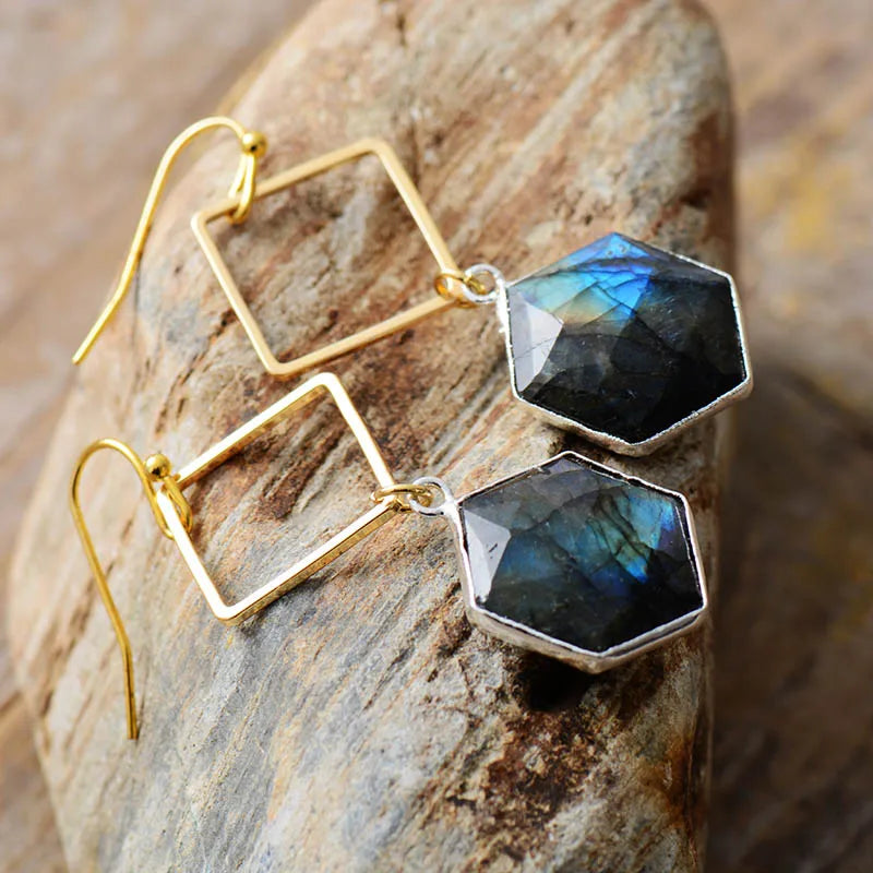 Natural Gemstone Rhodonite Dangle Earrings