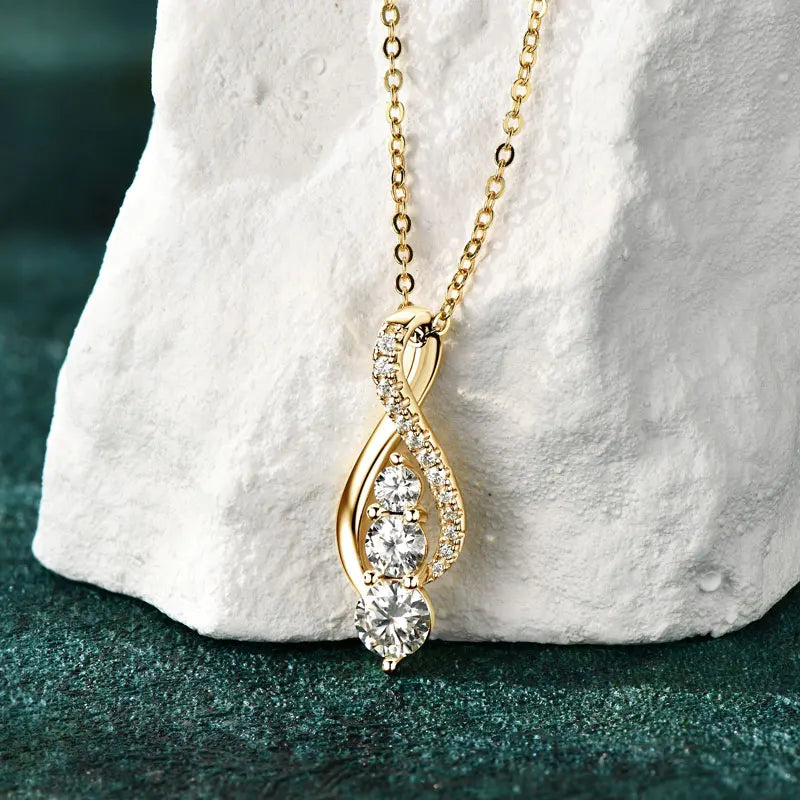Fashion Sterling Silver Round 5mm&4mm&3mm S925 1ct VVS Full Moissanite Infinity Classic Engagement Pendant Necklace for Women