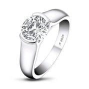 Chasau Fine Jewelry Women Men 2.0ct 2 Carat 8mm Center Stone Solitaire Moissanite 925 Sterling Silver Wedding Engagement Ring
