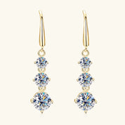 Female Full Moissanite Diamond 925 Silver Round Cut 6.5mm&5mm&4mm Moissanite Dangle Hook Earrings for Women