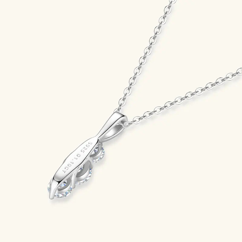 Light Luxury Fashion 925 Silver 5mm&4mm Round D Color VVS1 Moissanite Three-Stone Vertical Pendant Necklace for Women