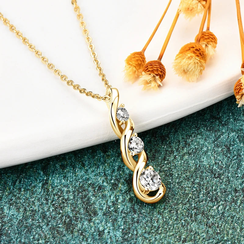 Daily Jewelry Gift 925 Silver 4.5mm&3.5mm&3mm D Color Moissanite 3 Stone Infinity Pendant Necklace for Women