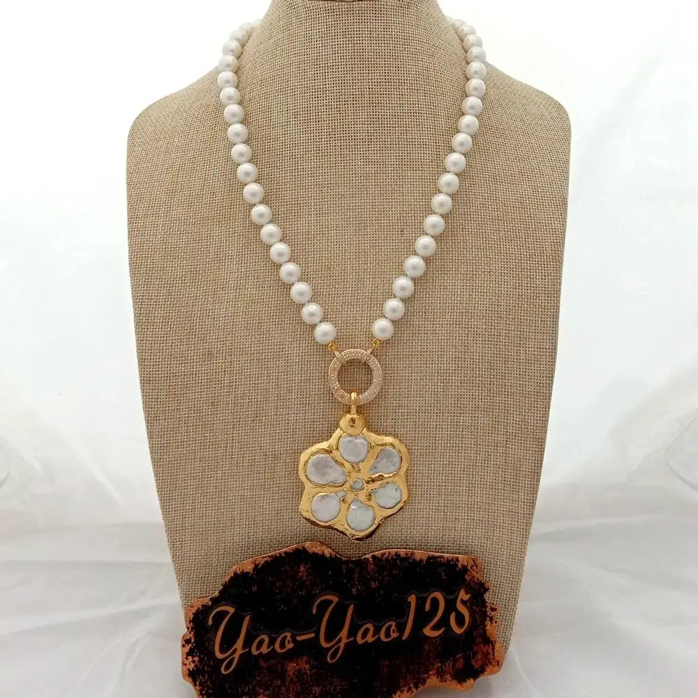 Natural Pearl Necklace with sea shell pendant