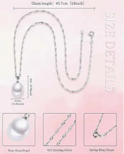 925 Sterling Silver White Rice Pearl Pendant Necklace