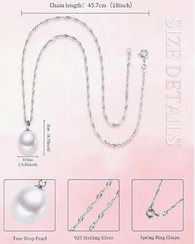 925 Sterling Silver White Rice Pearl Pendant Necklace