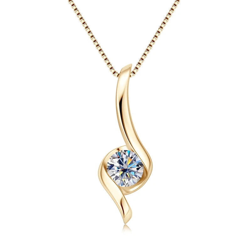 1.0ct 6.5mm D Color Moissanite Twist Pendant Necklaces 925 Sterling Silver Original Certified  for Women