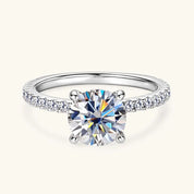 Classic 925 Sterling Sliver 2CT 8mm D Color VVS Round Cut Moissanite Simple Hidden halo Engagement Ring for Women