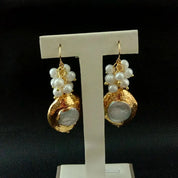 Natutal White Keshi Pearl Gold Hook Earrings