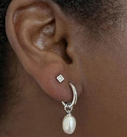 8-9mm Freshwater Natural Baroque Pearl Hoop Earrings