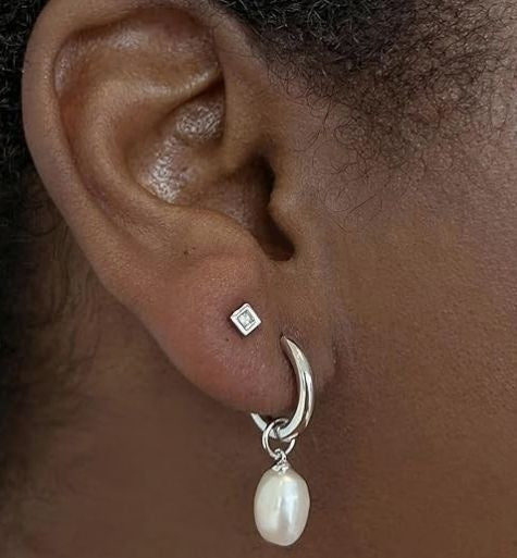 8-9mm Freshwater Natural Baroque Pearl Hoop Earrings