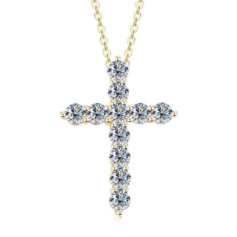 Wholesale Jewelry 925 Silver 3.5mm 0.20ct Moissanite Diamond Jesus Cross VVS1 Pendant Necklace Religious Jewelry Gifts for Her