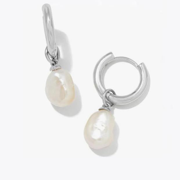 8-9mm Freshwater Natural Baroque Pearl Hoop Earrings