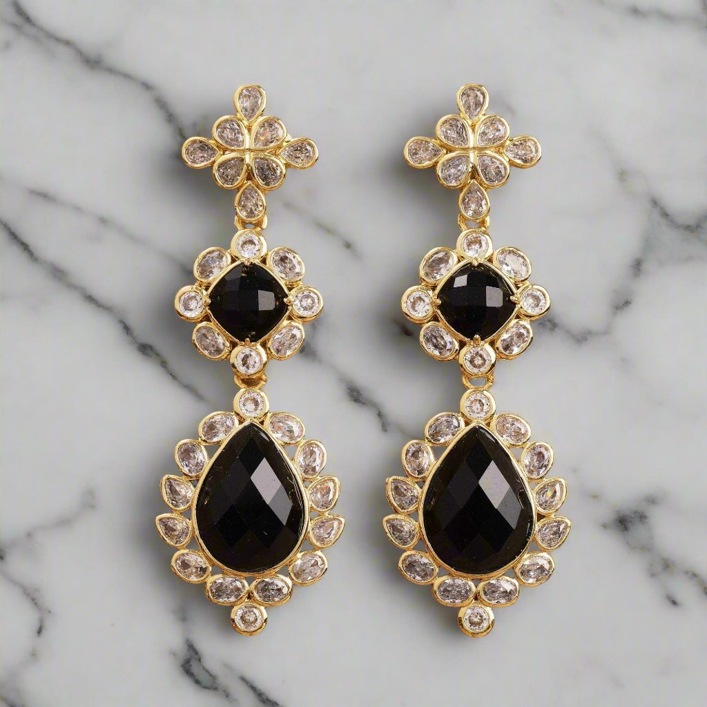 American Diamond & Gemstone Dangle Earrings