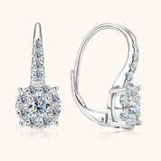 Classic Halo Clip Earrings 925 Silver Full Pave 4mm&2mm&1.7mm&1.5mm Moissanite Halo Hoop Earrings Party Statement for Women
