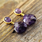 Amethyst Teardrop Drop Earrings