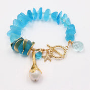 Blue Glass Keshi Pearl Starfish Bracelet