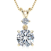 Fashion Round Cut 6.5mm 1.0ct Moissanite S925 Sterling Silver Heart Shape Four Claw Two-stone Pendant Necklace Women's Jewelry