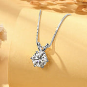 14K Gold Plated VVS Moissanite Pendant Necklace with Gra Certificate Six Claw Classic Six Sizes Available (5mm 6.5mm 8mm 9mm)