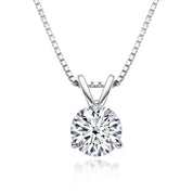 Classic 925 Sterling Silver Plating 14K Gold 1ct 2ct 3ct Round Cut 3 Prong Setting Moissanite Pendant Necklace for Women