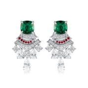 925 Sterling Silver Emerald Earrings