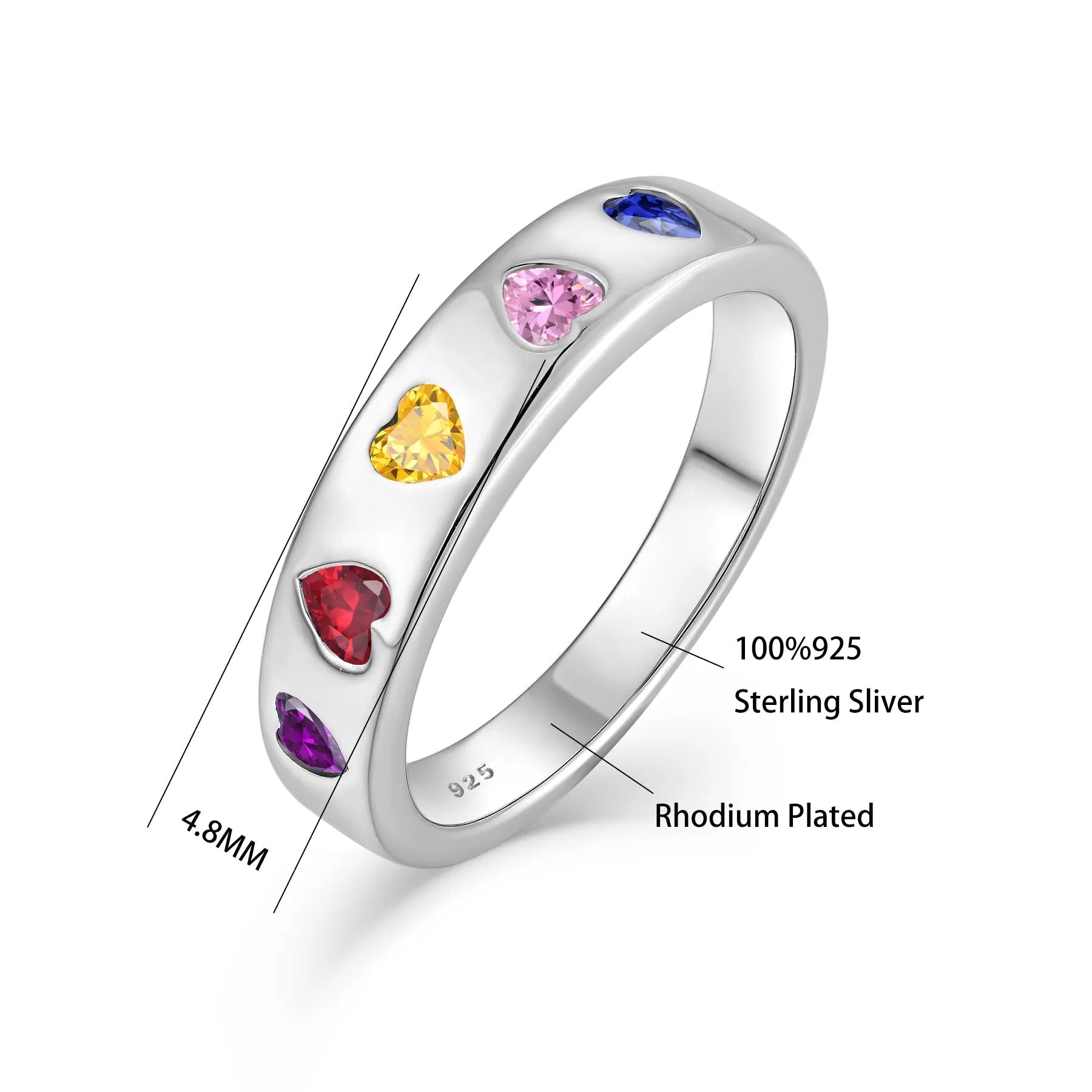 925 Sterling Silver Zircon Heart Ring