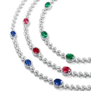 925 Sterling Silver Round Emerald Pendant Necklace