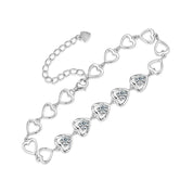 Luxury Romantic 925 Silver 4mm 0.30ct Moissanite Eternal Infinity Heart-Shaped Bracelet for Women Valentine's Day Gift