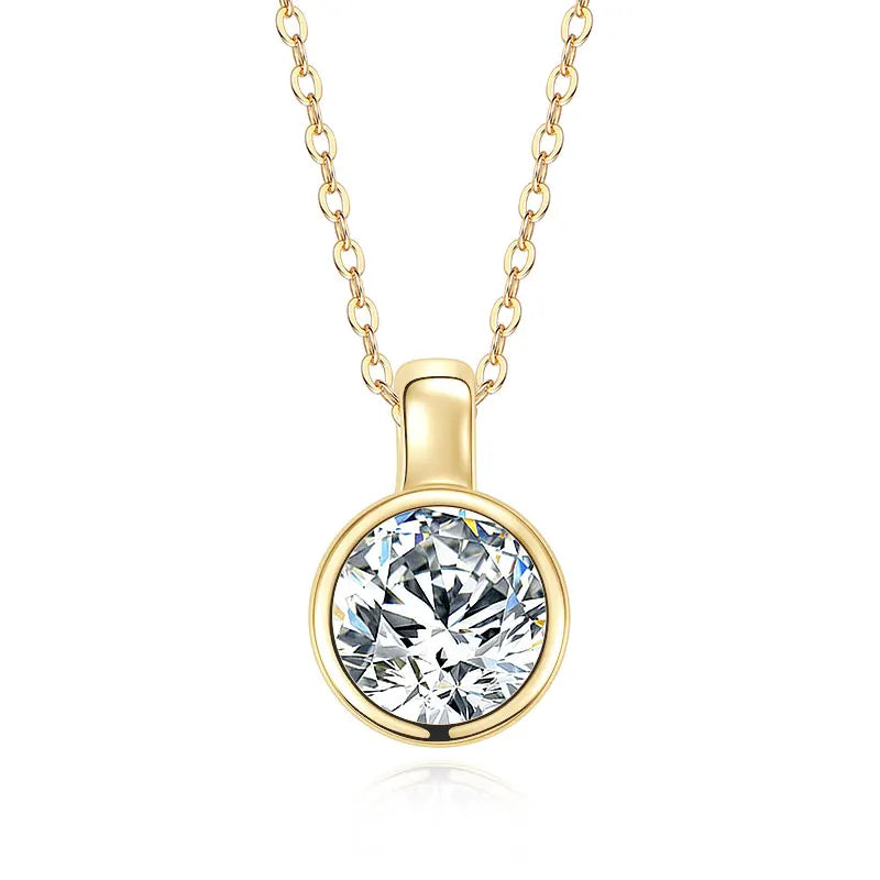 High Quality Jewelry 925 Silver 8mm 2.0ct Round Moissanite Solitaire Bubble Pendant Necklace for Women
