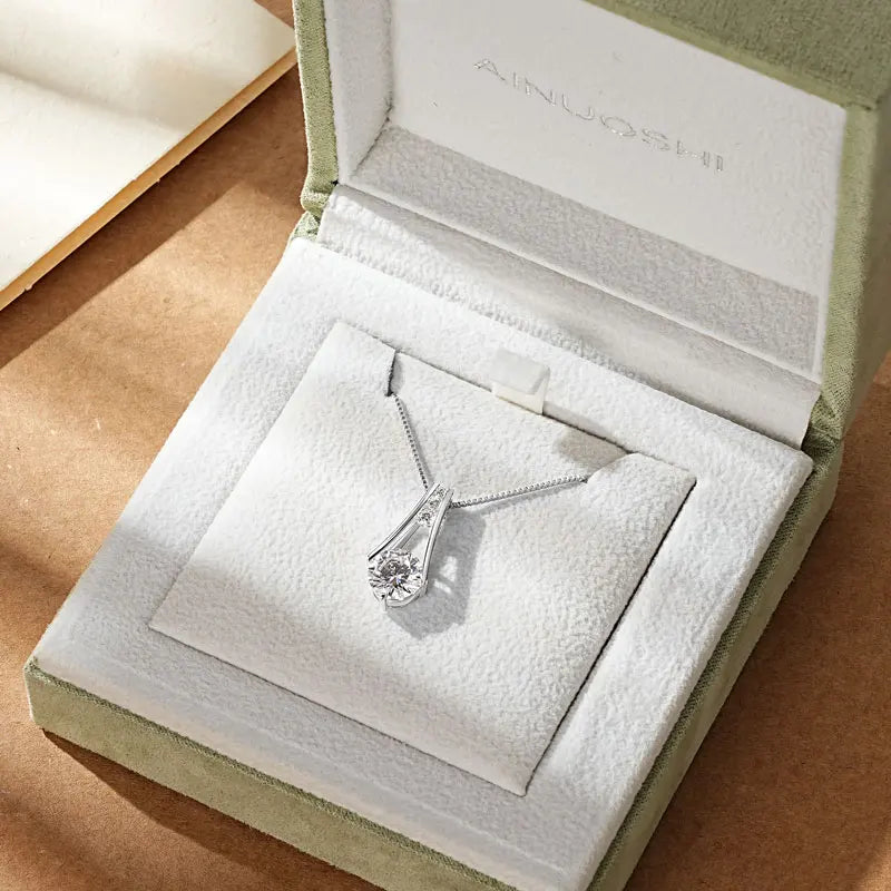 925 Sterling Silver Original Certified 8mm 2.0ct D Color VVS1 Moissanite Trapeze Pendant Station Necklaces