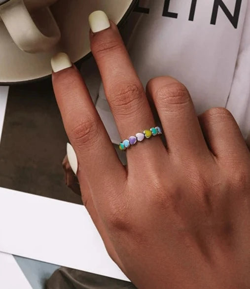 925 Sterling Silver Heart Earrings Ring Set
