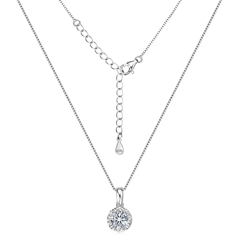 Manufacturer Delicate Necklace 925 Silver 6.5mm 8mm 9mm Round White D Color VVS1 Moissanite Solitaire Pendant Necklace